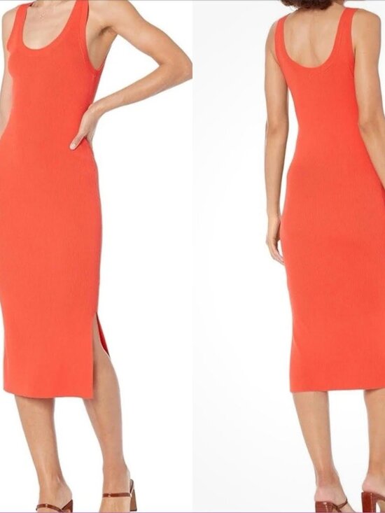 The Drop Dresses & Skirts - New! The Drop Yasmin Rib Midi Sweater Tank Dress Sz L Womans Red Knit Sleeveless